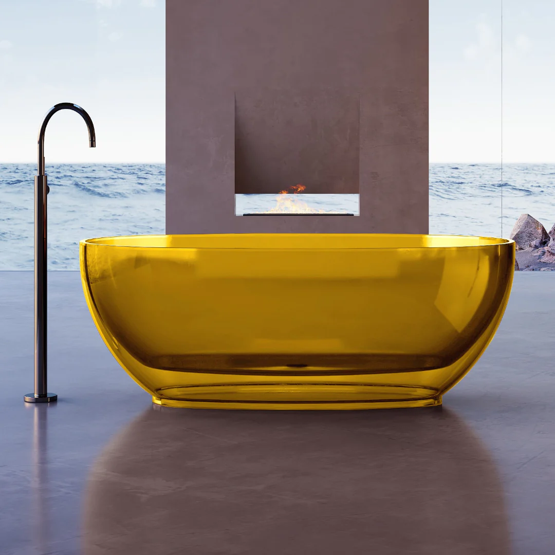 Vetra 1700mm Citrine Translucent Resin Stone Freestanding Bath Tub