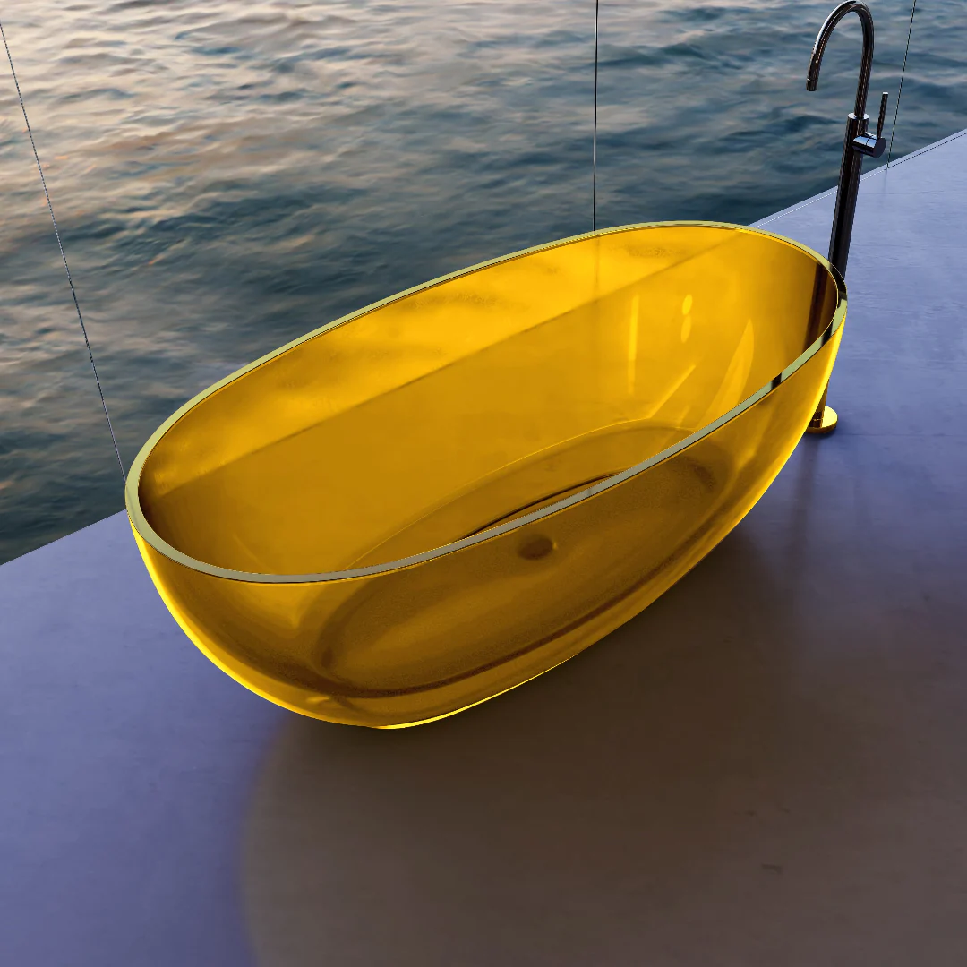Vetra 1700mm Citrine Translucent Resin Stone Freestanding Bath Tub - Image 2