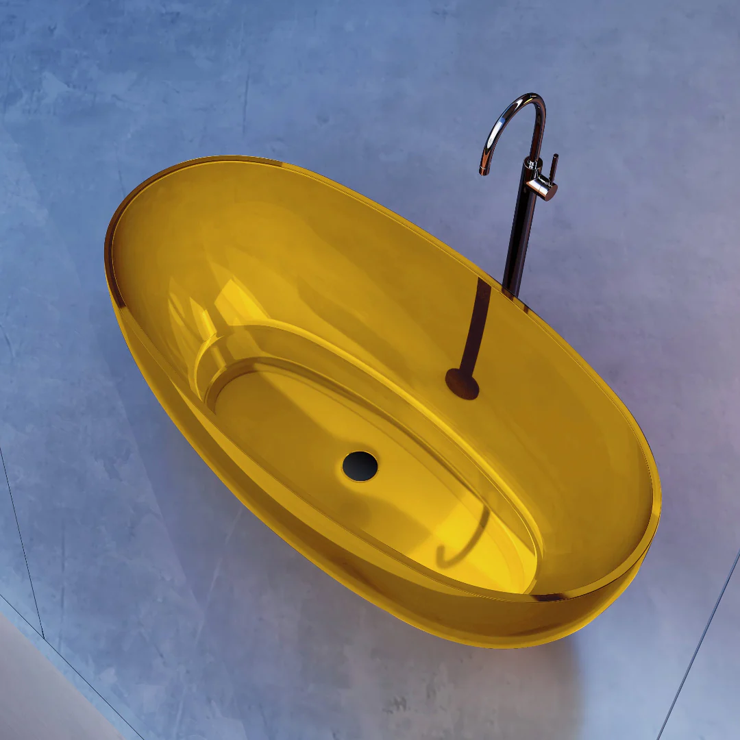 Vetra 1700mm Citrine Translucent Resin Stone Freestanding Bath Tub - Image 3
