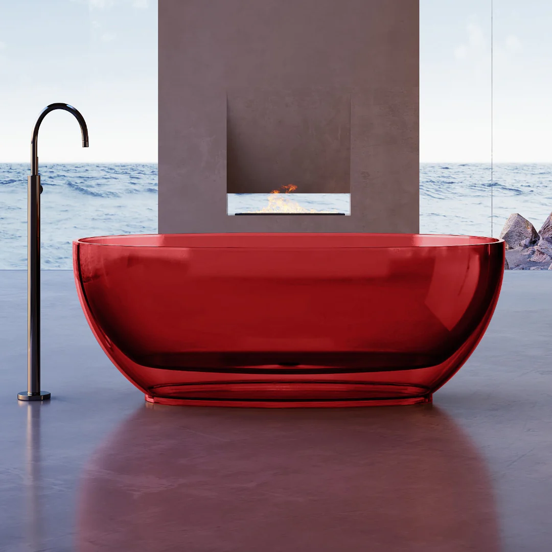 Vetra 1700mm Garnet Translucent Resin Stone Freestanding Bath Tub