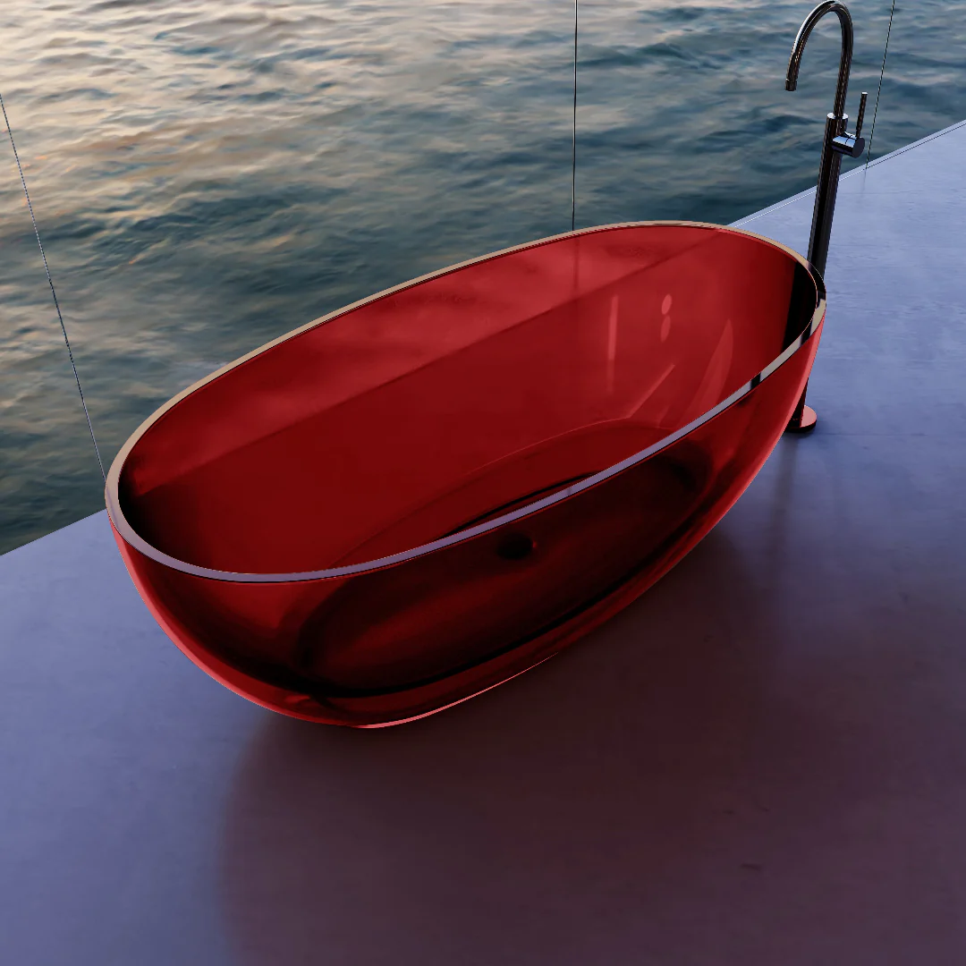 Vetra 1700mm Garnet Translucent Resin Stone Freestanding Bath Tub - Image 2