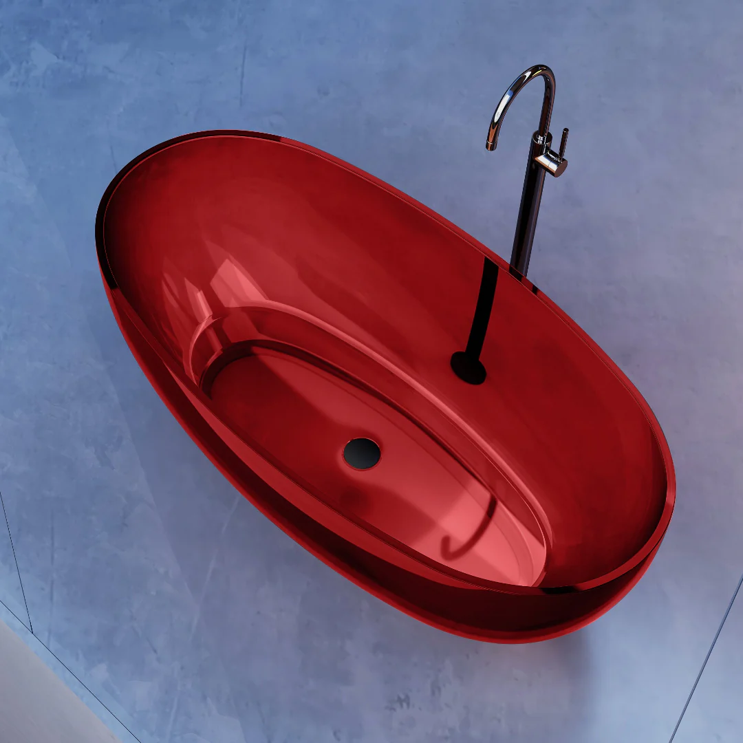 Vetra 1700mm Garnet Translucent Resin Stone Freestanding Bath Tub - Image 3