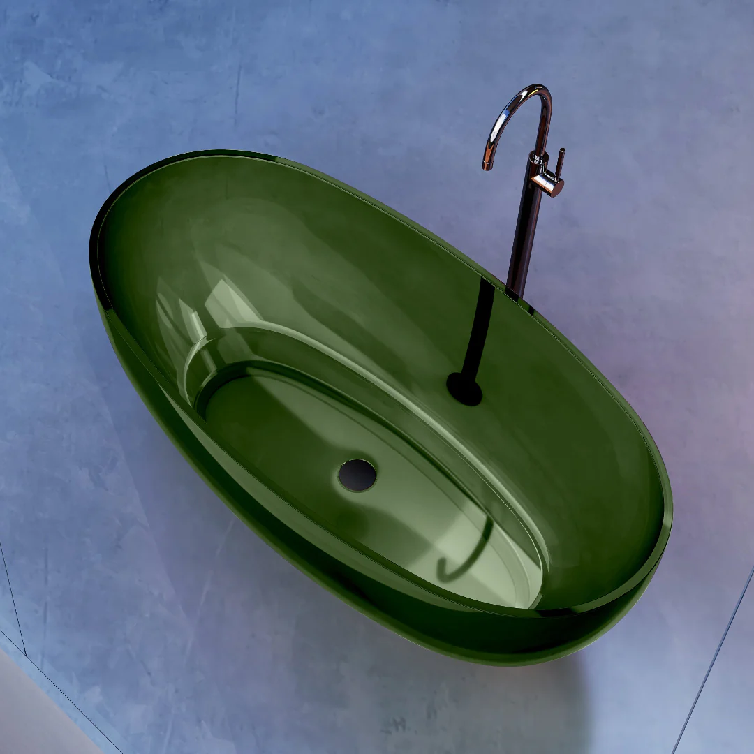 Vetra 1700mm Olive Translucent Resin Stone Freestanding Bath Tub - Image 3