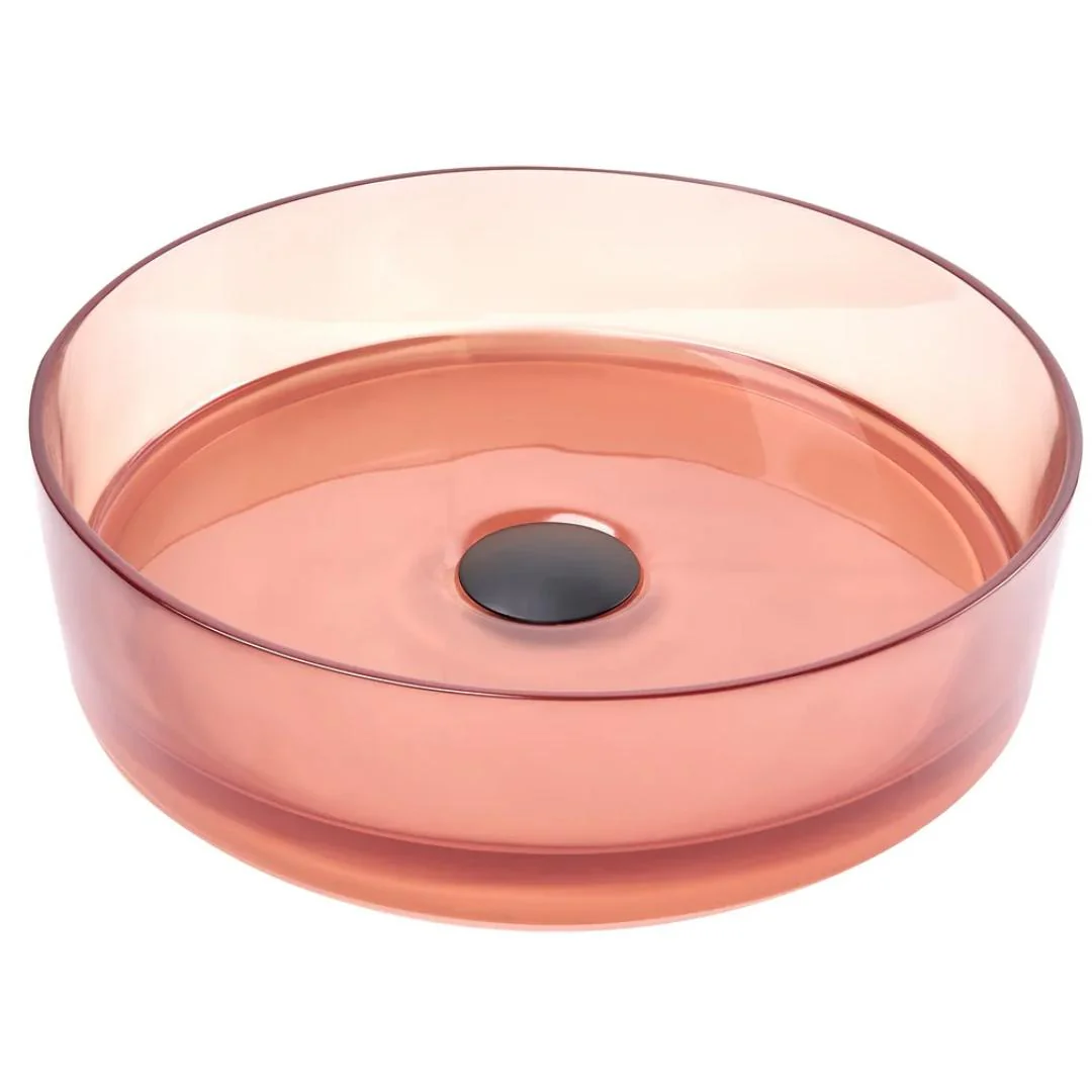 Vetra 360mm Amber Translucent Resin Stone Round Above Counter Basin - Image 2