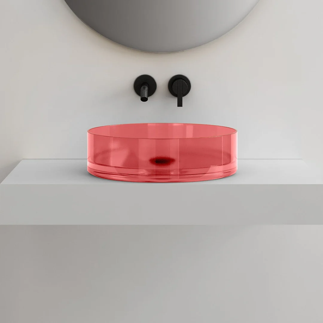 Vetra 360mm Blush Translucent Resin Stone Round Above Counter Basin