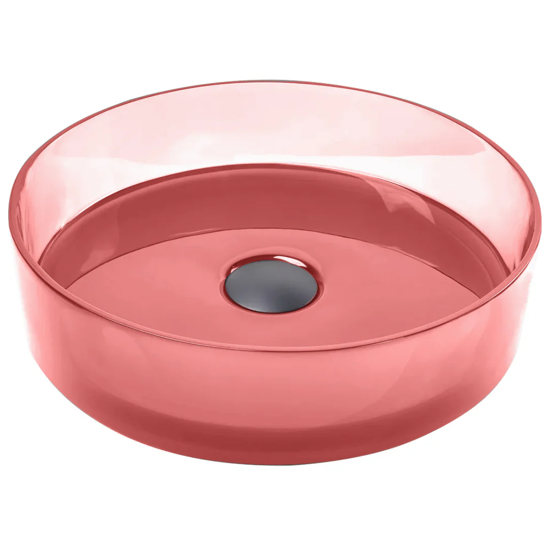 Vetra 360mm Blush Translucent Resin Stone Round Above Counter Basin - Image 2