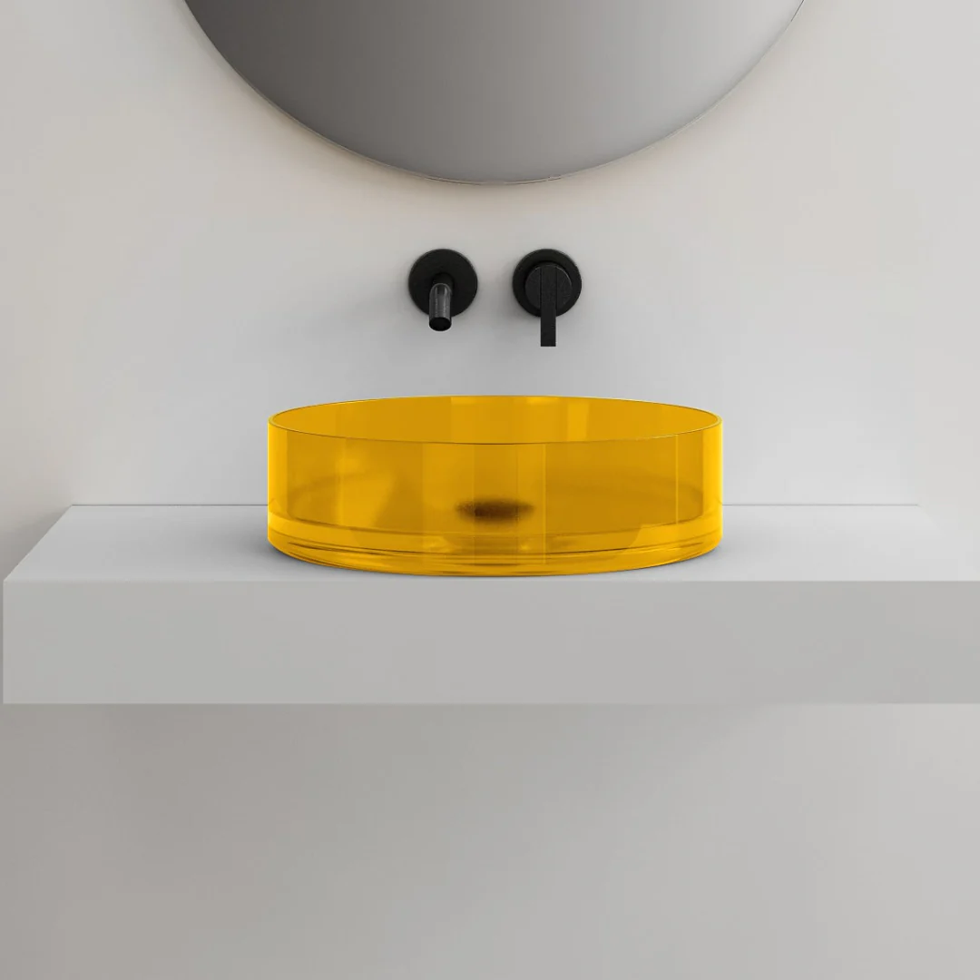Vetra 360mm Citrine Translucent Resin Stone Round Above Counter Basin
