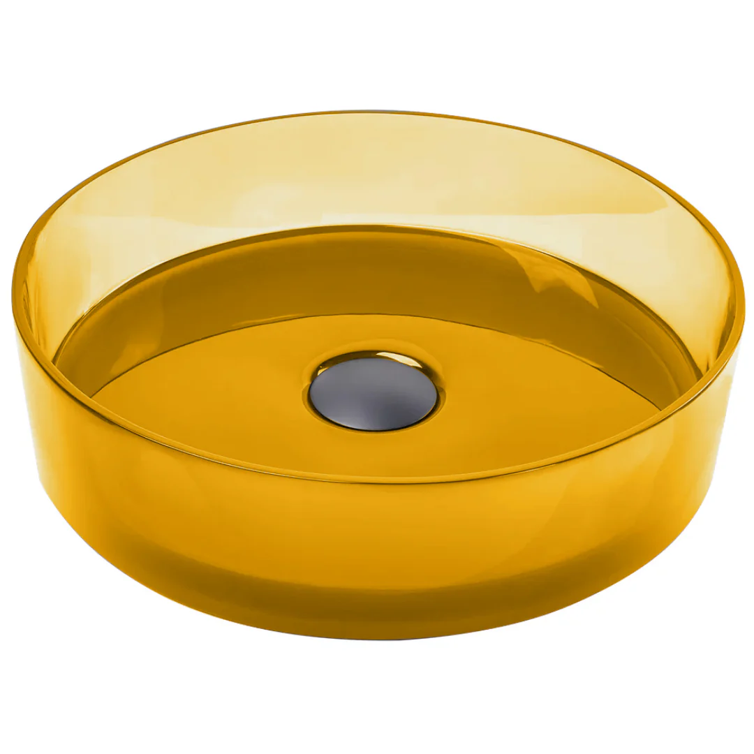 Vetra 360mm Citrine Translucent Resin Stone Round Above Counter Basin - Image 2