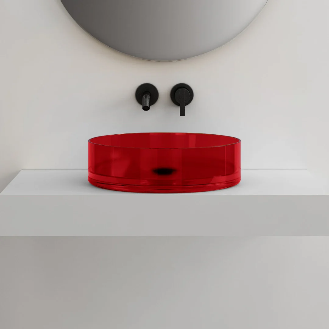 Vetra 360mm Garnet Translucent Resin Stone Round Above Counter Basin