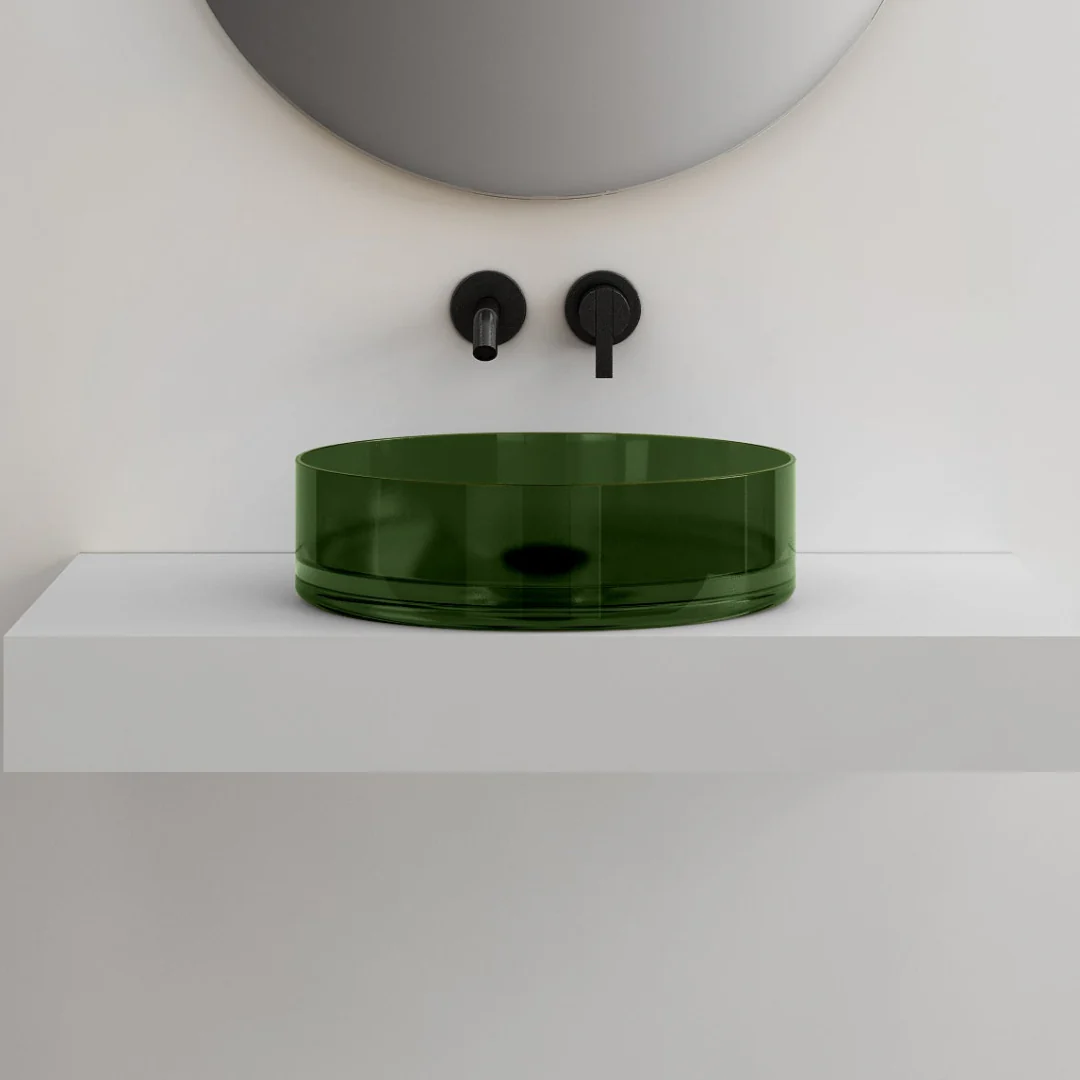Vetra 360mm Olive Translucent Resin Stone Round Above Counter Basin