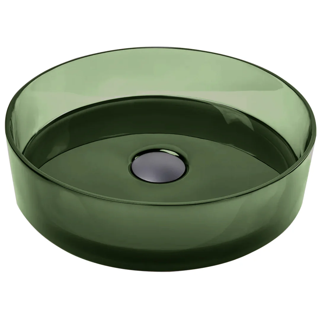 Vetra 360mm Olive Translucent Resin Stone Round Above Counter Basin - Image 2