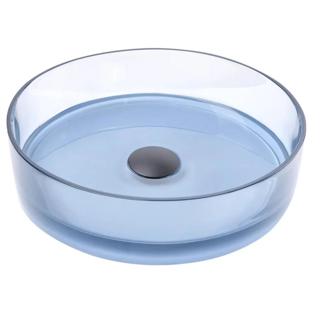 Vetra 360mm Slate Blue Translucent Resin Stone Round Above Counter Basin - Image 2