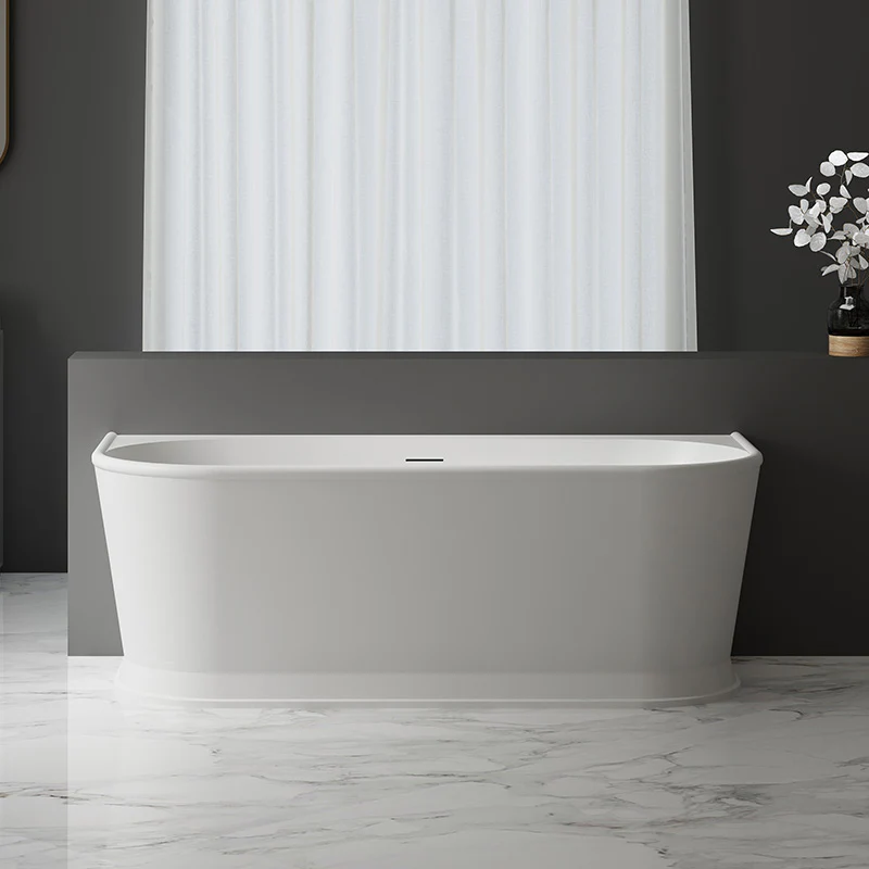 Victoria Hampton 1700mm Back to Wall Matte White Oval Freestanding Bath