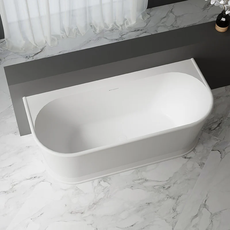 Victoria Hampton 1700mm Back to Wall Matte White Oval Freestanding Bath - Image 2