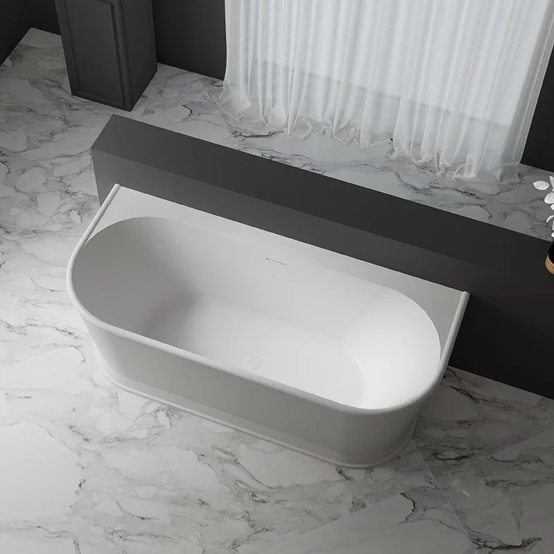 Victoria Hampton 1700mm Back to Wall Matte White Oval Freestanding Bath - Image 3
