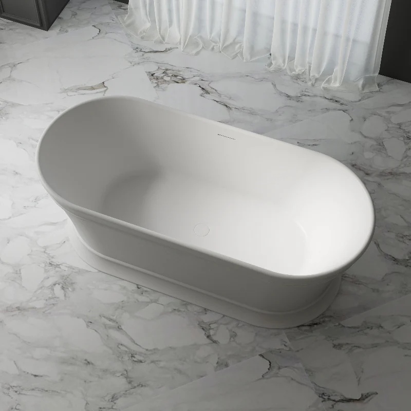 Victoria Hampton 1700mm Gloss White Oval Freestanding Bath - Image 2