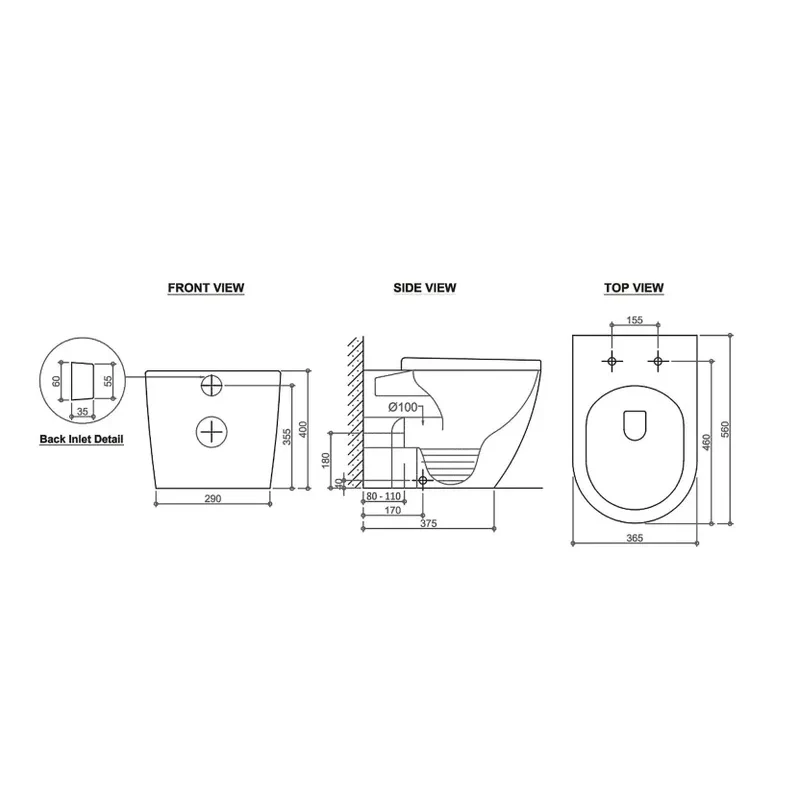 Voghera Rimless In Wall Toilet Suite Pan - Image 2
