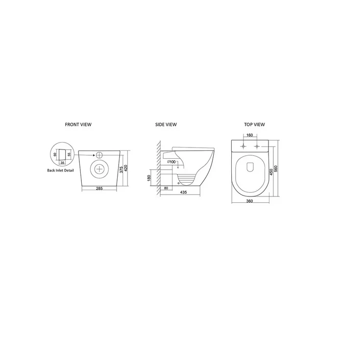 Voghera Tornado Rimless In Wall Toilet Suite Pan - Image 3