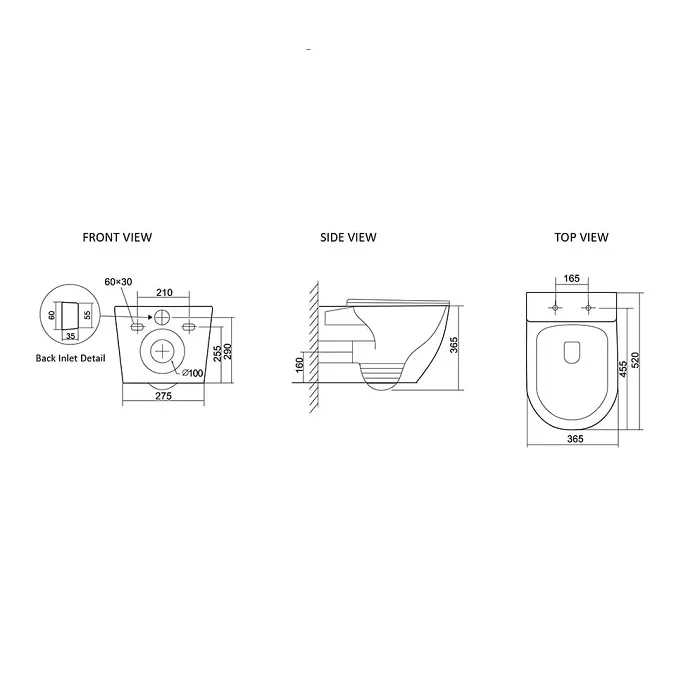 Voghera Tornado Rimless Wall Hung Toilet Suite Pan - Image 2