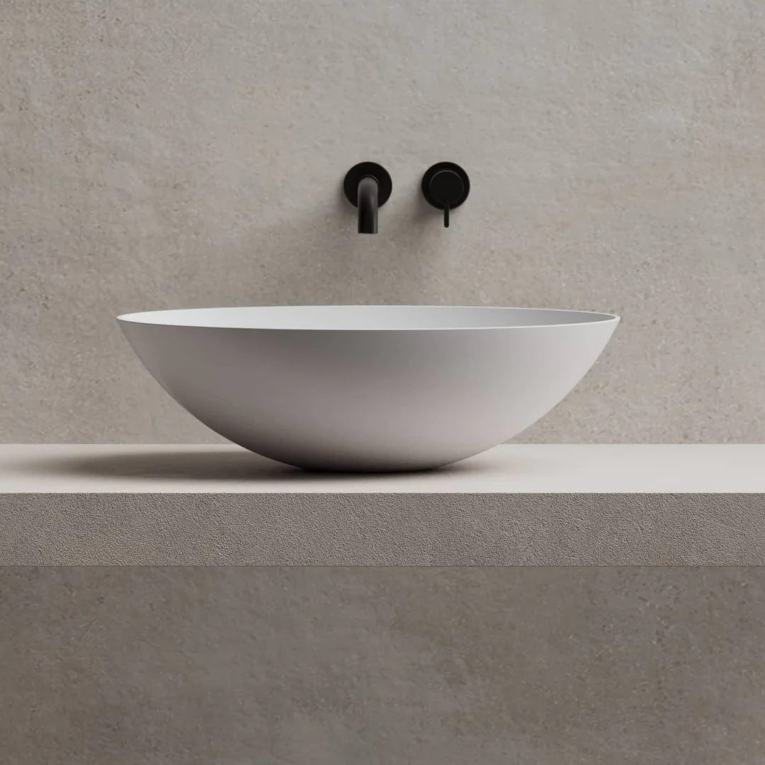 Zara 500mm Solid Surface Stone Oval Above Counter Basin