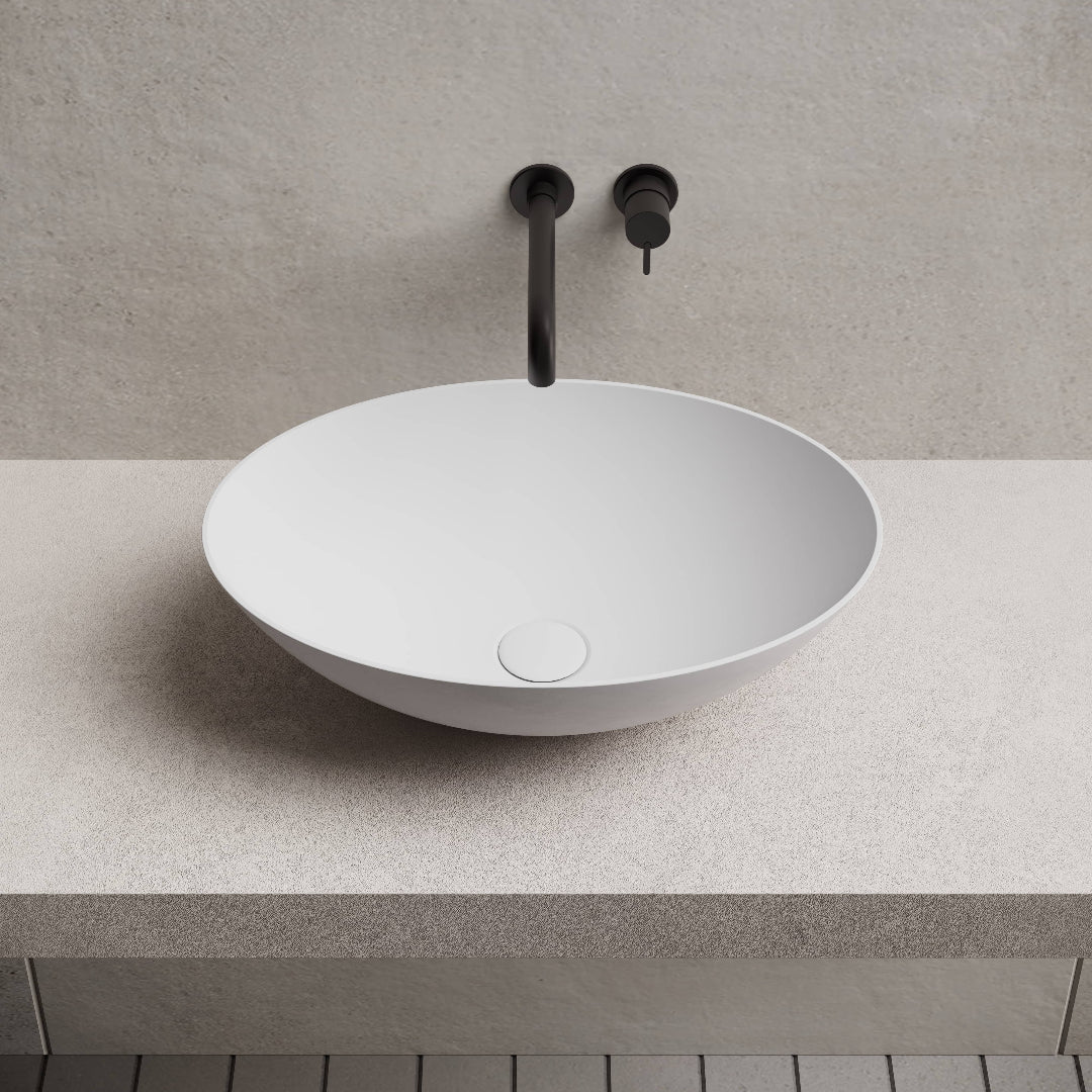 Zara 500mm Solid Surface Stone Oval Above Counter Basin - Image 2