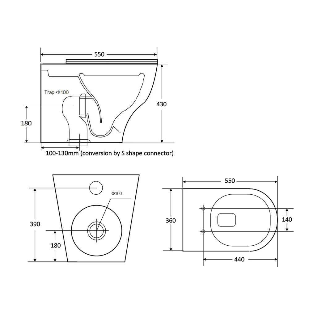 Zara Tornado In Wall Toilet Suite Pan - Image 3